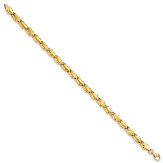 10K Polished and Satin Fancy Link Bracelet