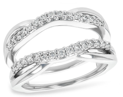 14k Curved Two-Row Diamond Insert Ring