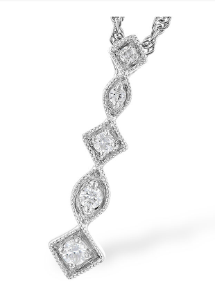 14k Geometric Diamond Drop Pendant Necklace