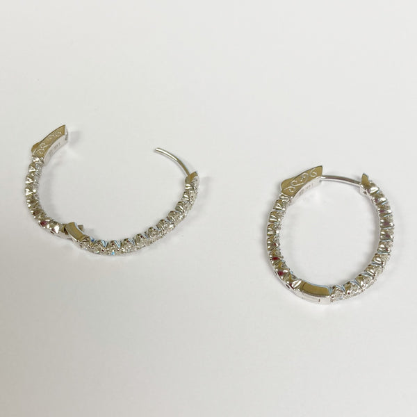 14K Diamond Hinged Hoop Earrings