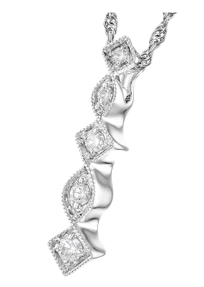 14k Geometric Diamond Drop Pendant Necklace