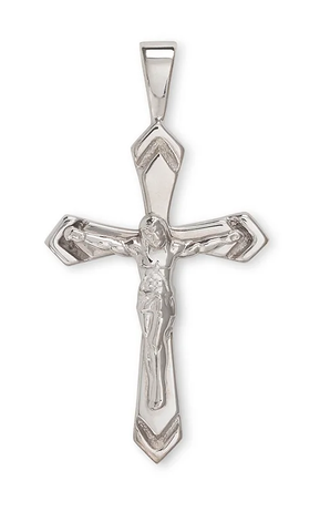 Solid Sterling Silver XL Arrow-Groove Crucifix