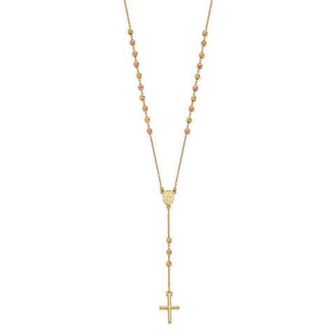 14K Two-Tone Beaded Rosary Y-Drop Necklace