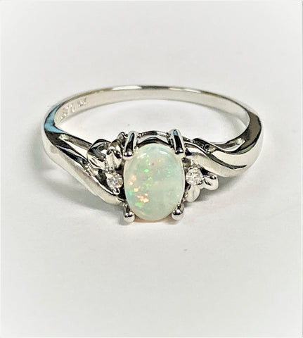 10KWG Opal & Diamond Ring