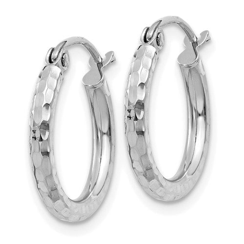 10KWG Diamond Cut Round Tube Hoop Earrings