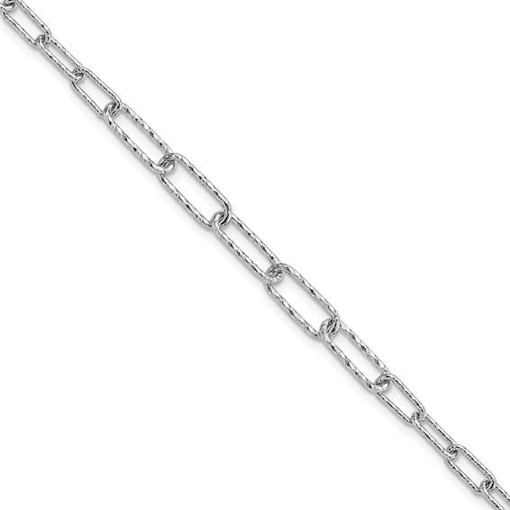 Sterling Silver Polished & Diamond Cut Paperclip Bracelet