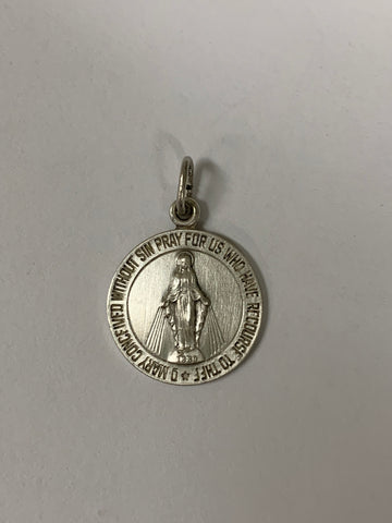 Sterling Silver Antiqued Medium Miraculous Medal