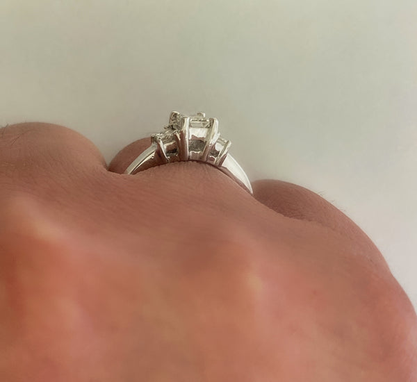 18k Emerald Cut Diamond 3-Stone Ring