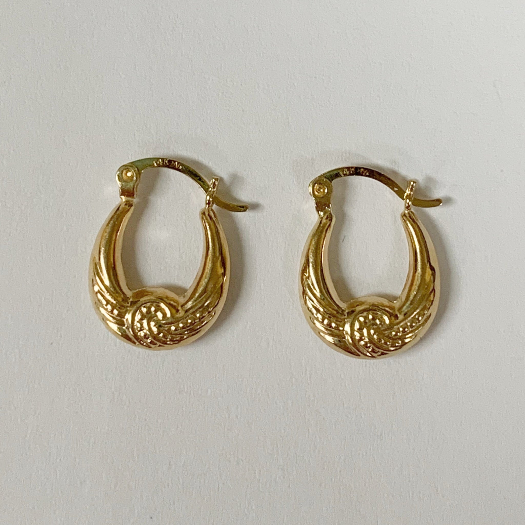 14k Small Fancy Hoop Earrings