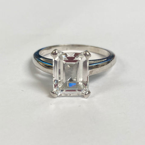 14k Emerald-Cut Cubic Zirconia Ring