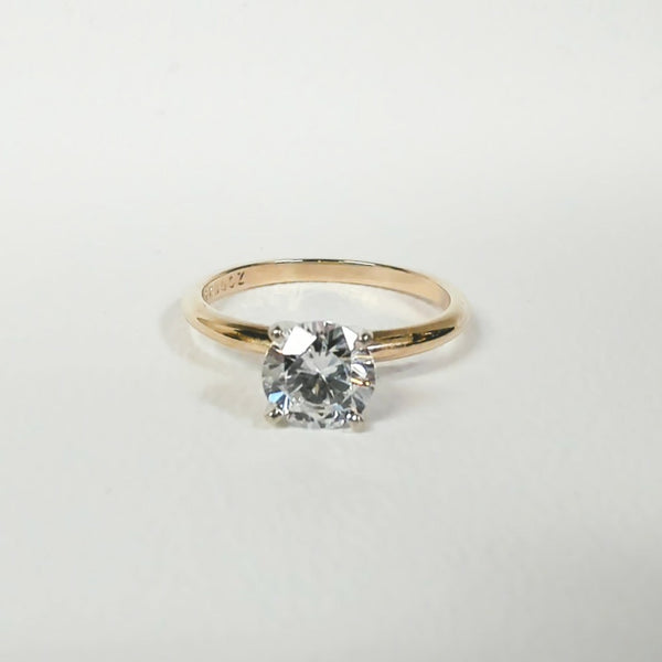 14K 6MM CZ Solitaire Ring