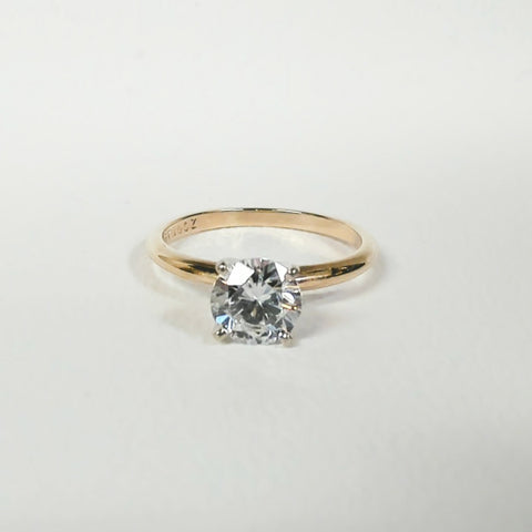 14K 6MM CZ Solitaire Ring
