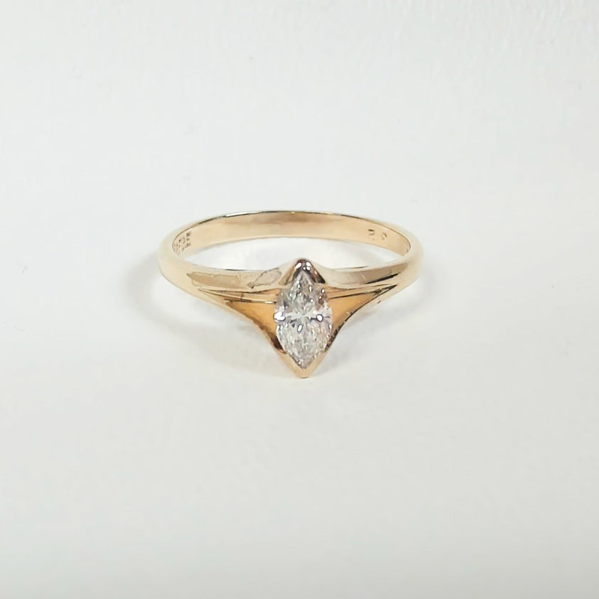 14K 1/3CT Marquise-Cut Diamond Ring