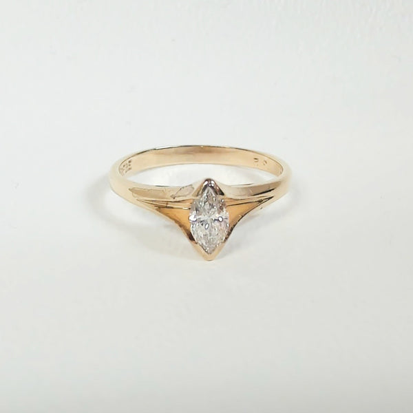 14K 1/3CT Marquise-Cut Diamond Ring