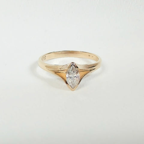 14K 1/3CT Marquise-Cut Diamond Ring