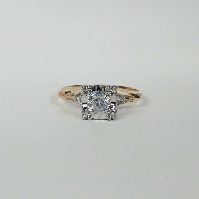 14K Illusion-Set CZ Vintage Ring