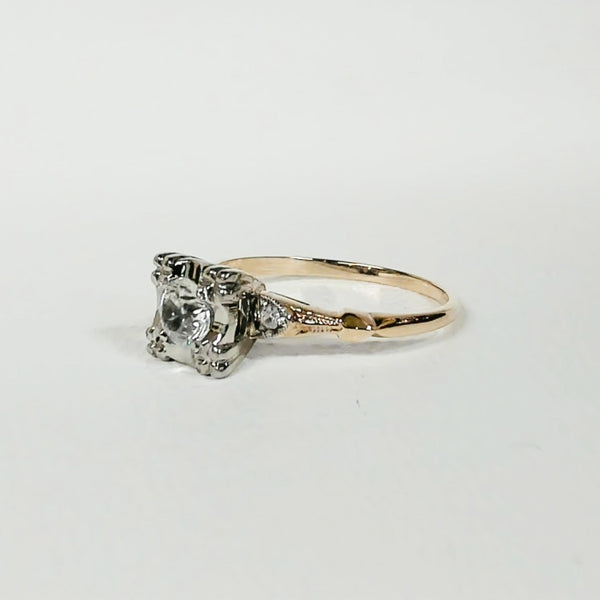 14K Illusion-Set CZ Vintage Ring