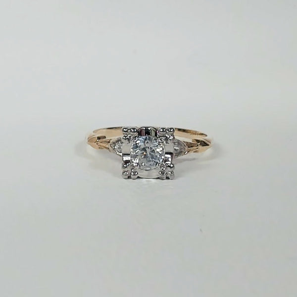 14K Illusion-Set CZ Vintage Ring