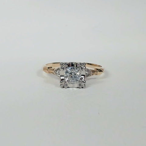 14K Illusion-Set CZ Vintage Ring