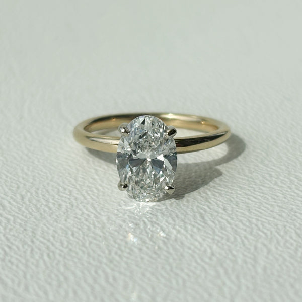 14K 2.10TW Oval Engagement Ring with Hidden Halo