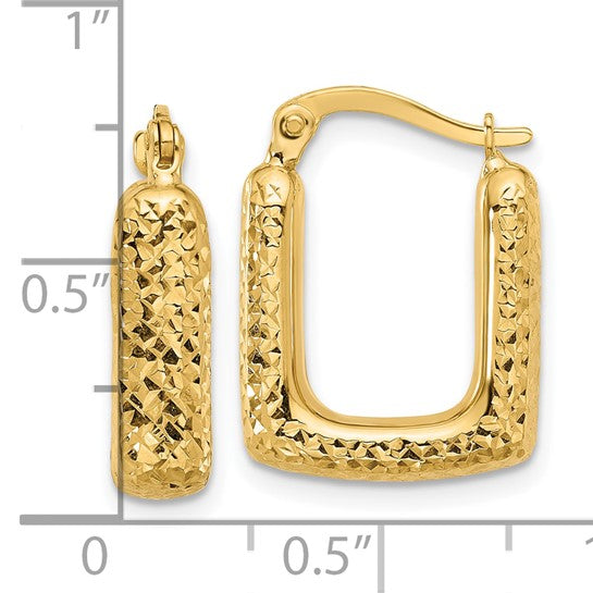 10K Yellow Gold  Diamond-Cut Square Hoop Earrings