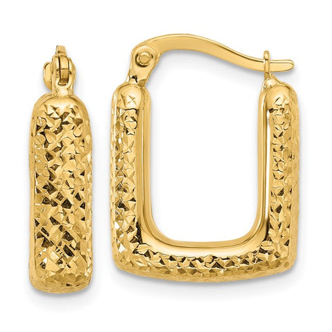 10K Yellow Gold  Diamond-Cut Square Hoop Earrings