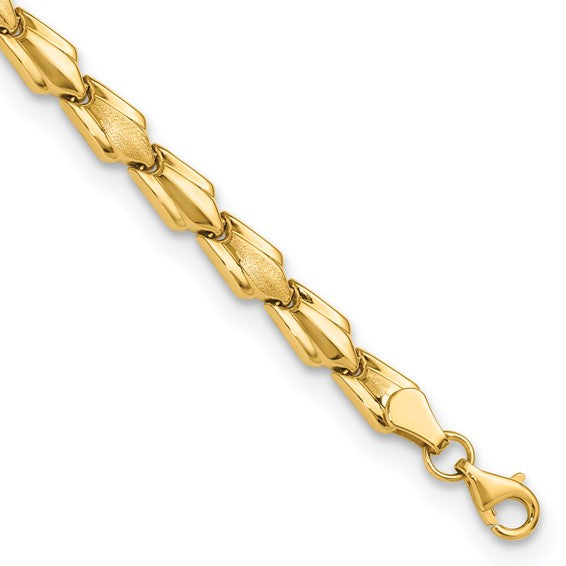 10K Polished and Satin Fancy Link Bracelet