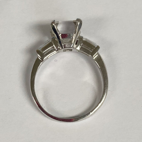 14k Emerald & Baguette Cubic Zirconia Ring
