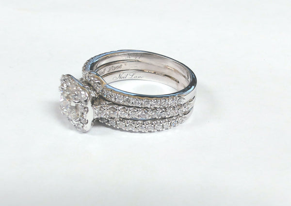 14k Princess Diamond w/Halo Engagement Set