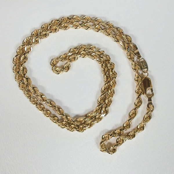 20" 14K 3.5MM 21.2 grams Rope Chain