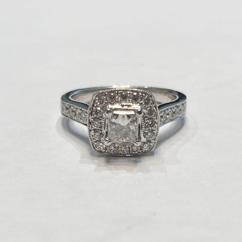 14KWG .88TW Diamond Halo Ring