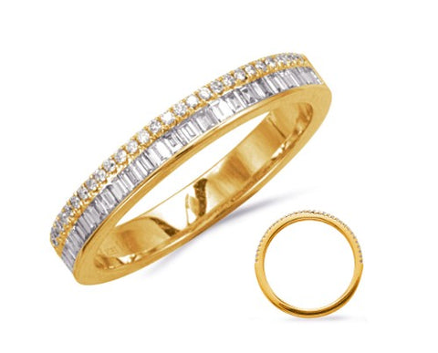 14K Round & Baguette Diamond Band
