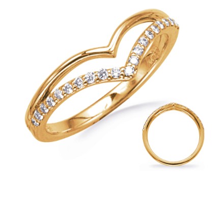 14K Diamond Curved Band