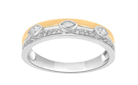 14K Two-Tone Diamond Fancy Band