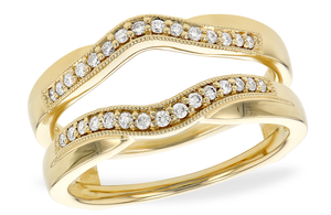 14k Curved Milgrain Two-Row Diamond Insert Ring