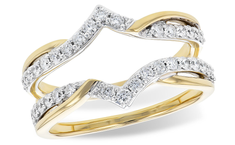 14k Pointed Two-Row Diamond Insert Ring