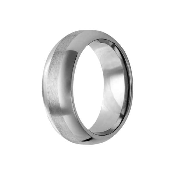 Tungsten Satin Center Stripe & Polished Edges Band