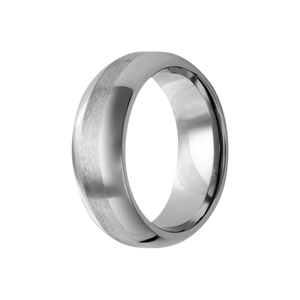 Tungsten Satin Center Stripe & Polished Edges Band