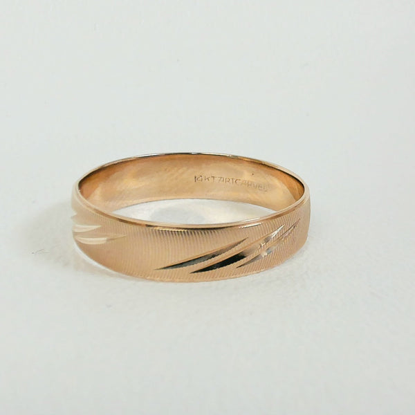 14K 6MM Patterned Band - Size 13.75