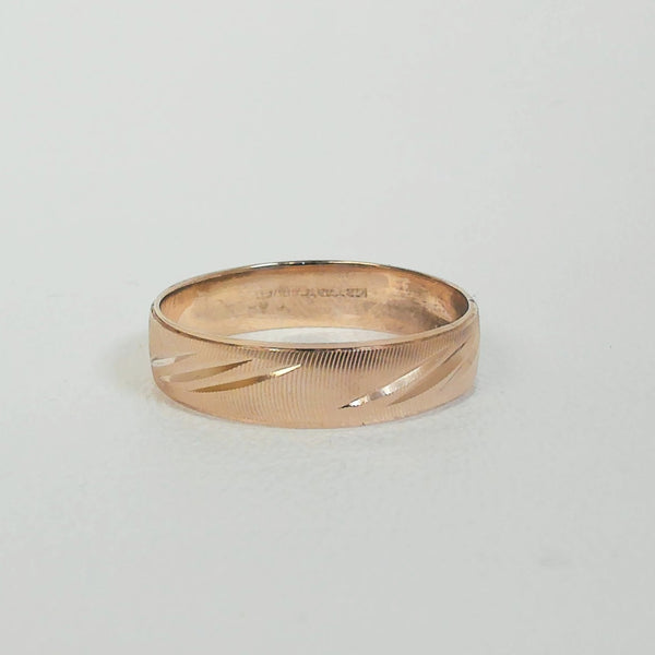 14K 6MM Patterned Band - Size 13.75
