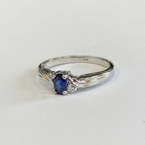 14k Oval Sapphire & Diamond Ring