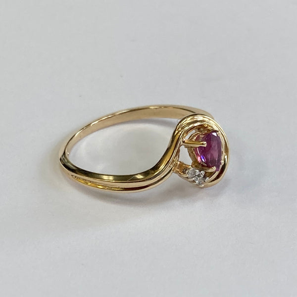 14k Pear Ruby & Diamond Ring