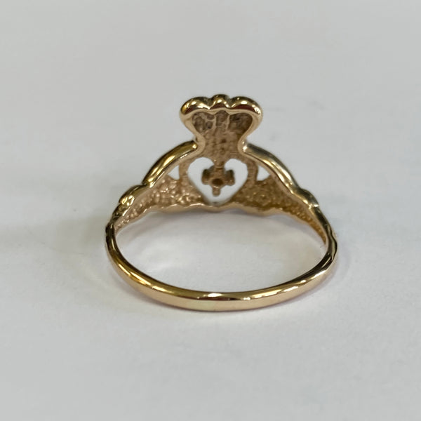 14k Melee Diamond Claddagh Ring