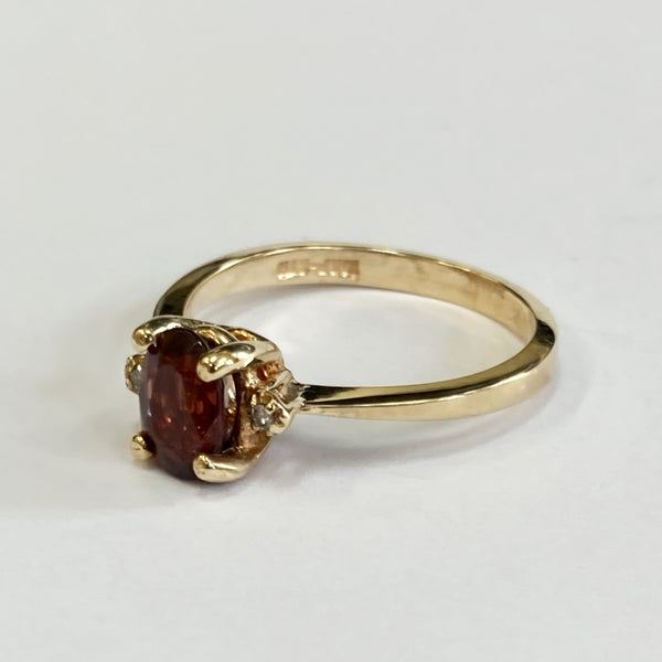 10k Garnet & Melee Diamond Ring