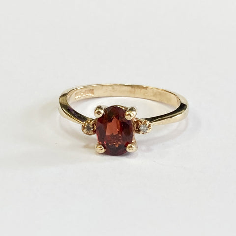 10k Garnet & Melee Diamond Ring
