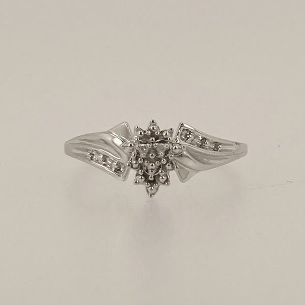 10K 2-Melee Diamond Illusion Cluster Ring