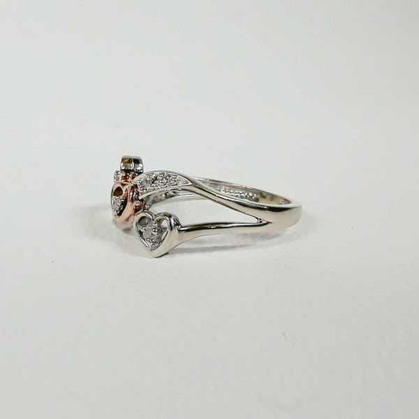 10K Tri-Color Triple Heart Ring