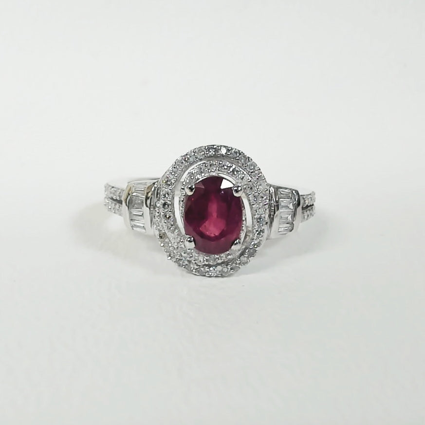10K Glass-Filled Ruby & Diamond Ring