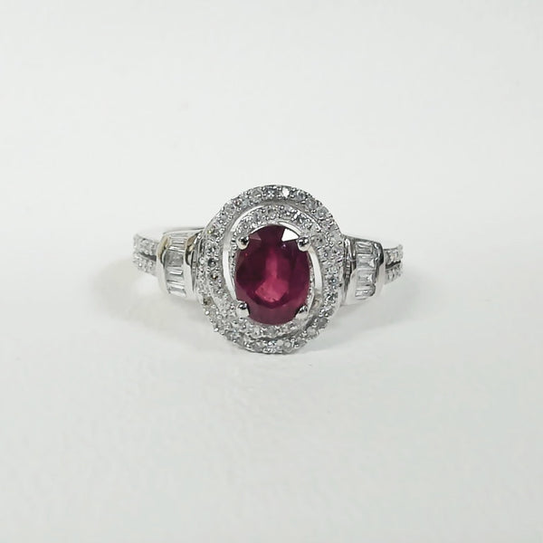 10K Glass-Filled Ruby & Diamond Ring