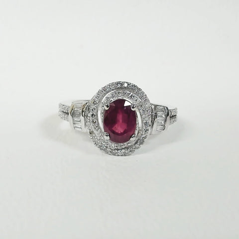 10K Glass-Filled Ruby & Diamond Ring